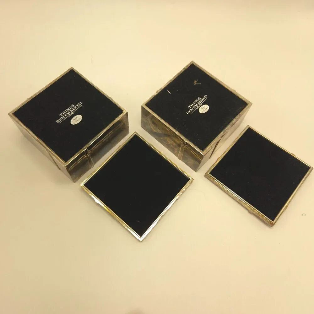 Vintage Things Remembered Silver Plated Trinket Boxes Bow Set of 2